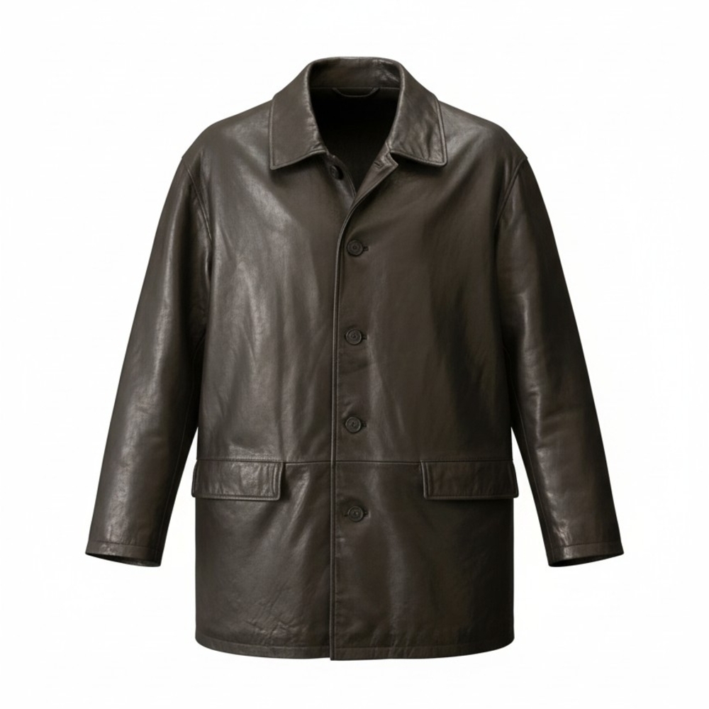 Roundtree & Yorke Dark Brown Leather Trench Coat